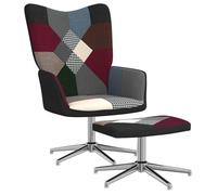 Fauteuil Scandinave Chaise de relaxation avec repose-pied Patchwork Tissu ,62x68x98cm