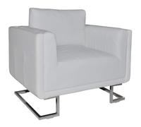 Fauteuil Scandinave cube avec pieds chromés - VIDAXL - Blanc Similicuir,Pour salon ,85,5x63x74 cm CC7326550