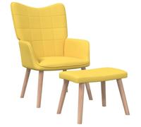 Fauteuil scandinave de relaxation MVS - Chaise de relaxation avec tabouret Jaune moutarde Tissu,11 Kg
