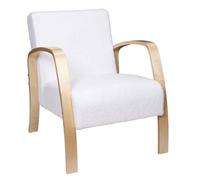 Fauteuil - Home Deco Factory - Hella - Bouclette - Chic - Blanc Et Marron
