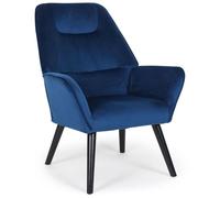 Fauteuil scandinave dossier haut Fox Velours Bleu