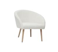 Fauteuil scandinave en tissu effet laine bou blanc cassé et bois clair OLIVIA