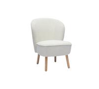 Miliboo - Fauteuil scandinave en tissu effet laine bouclée blanc et bois clair AMANITA