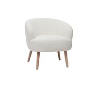 Miliboo Fauteuil scandinave en Tissu Effet Laine bouclée Blanc cassé et Bois Clair Maggie