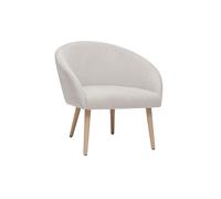 Fauteuil en tissu effet velours texturé beige et bois clair olivia