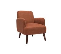 Fauteuil scandinave en tissu effet velours texturé terre brûlée et bois foncé ISKO