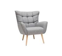 Fauteuil scandinave en tissu gris clair et bois clair AVERY