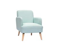 Fauteuil scandinave en tissu menthe à l'eau et bois clair ISKO