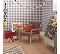 Fauteuil scandinave enfant bois d'hévéa et bouclette lorens kids marron TU