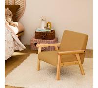 Fauteuil scandinave enfant bouclette et bois d'hévéa isak kid moutarde TU