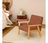 Fauteuil scandinave enfant bouclette et bois d'hévéa isak kid terracotta TU