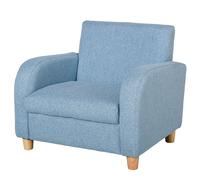 Fauteuil Scandinave Enfant Grand Confort Accoudoirs Assise Lin Bleu Bleu
