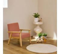Fauteuil scandinave enfant velours côtelé et bois d'hévéa isak kid terracotta TU