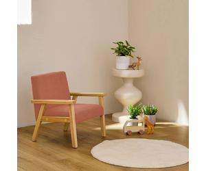 Fauteuil scandinave enfant velours côtelé et bois d'hévéa isak l 47 x p 43,5 x h 50cm terracotta TU