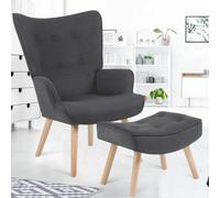 IDMarket – Fauteuil scandinave Ivar avec repose-pieds gris anthracite
