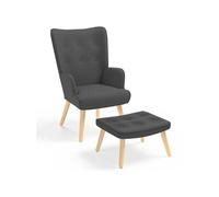 IDMarket - Fauteuil scandinave Ivar avec Repose Pieds Gris Anthracite