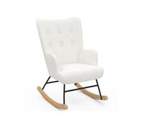 IDMARKET Fauteuil scandinave IVAR en tissu à bascule bouclette blanc