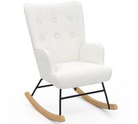 IDMARKET Fauteuil scandinave IVAR en tissu à bascule bouclette blanc