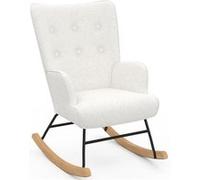 Fauteuil scandinave IVAR en tissu à bascule bouclette blanc