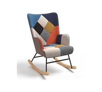 IDMarket - Fauteuil scandinave Ivar en Tissu à Bascule Patchwork Multicouleurs