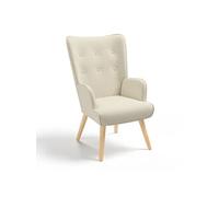 IDMarket - Fauteuil scandinave Ivar - en tissu beige
