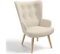 Idmarket Fauteuil Scandinave Ivar En Tissu Beige Beige