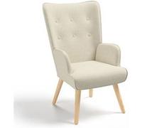 IDMarket - Fauteuil scandinave Ivar - en tissu beige