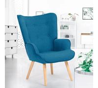 Fauteuil Scandinave Ivar En Tissu Bleu Canard Bleu