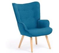 IDMARKET Fauteuil scandinave IVAR en tissu bleu canard