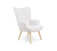 Fauteuil Scandinave Ivar En Tissu Bouclette Blanc Blanc