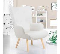 IDMarket - Fauteuil scandinave Ivar - en tissu bouclette blanc