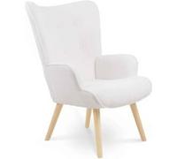 IDMarket - Fauteuil scandinave Ivar - en tissu bouclette blanc