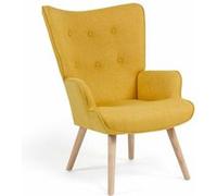 Fauteuil scandinave IVAR en tissu jaune Jaune G