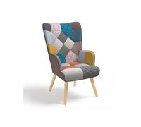 IDMarket - Fauteuil scandinave Ivar - Tissu patchwork multicolore