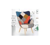 Fauteuil scandinave ivar en tissu patchwork multicouleurs et imprimé pied de poule