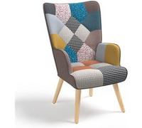 Fauteuil scandinave IVAR en tissu patchwork multicouleurs Multicolore G
