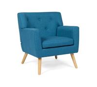 IDMarket – Fauteuil scandinave LIV en tissu – Bleu canard