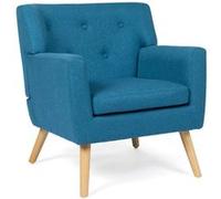 IDMarket – Fauteuil scandinave LIV en tissu – Bleu canard