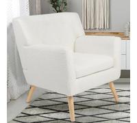 Fauteuil Scandinave Liv En Tissu Bouclette Blanc Blanc