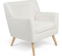 IDMarket - Fauteuil scandinave LIV en Tissu Bouclette Blanc
