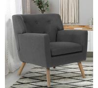IDMarket – Fauteuil scandinave LIV en tissu gris anthracite