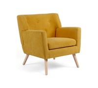 IDMARKET Fauteuil scandinave LIV en tissu jaune moutarde