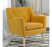Fauteuil Scandinave Liv En Tissu Jaune Moutarde