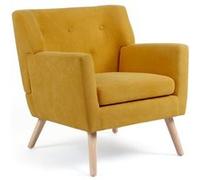 Fauteuil scandinave LIV en tissu jaune moutarde Jaune G