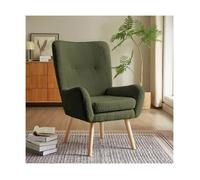 Fauteuil Scandinave Moderne - Sicaan - GAÏA - Tissu Bouclette - L.66 x P.80,5 x H.98cm - Kaki