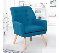 Fauteuil scandinave NAT en tissu bleu canard