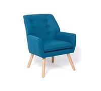 IDMarket – Fauteuil scandinave NAT en tissu bleu canard
