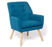 IDMarket – Fauteuil scandinave NAT en tissu bleu canard