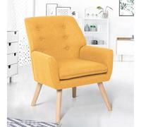 IDMarket – Fauteuil scandinave NAT en tissu jaune moutarde
