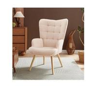 Fauteuil Scandinave - Sicaan - STELLA - Tissu Bouclette - L.67 x P.73,5 x H.102 cm - Beige